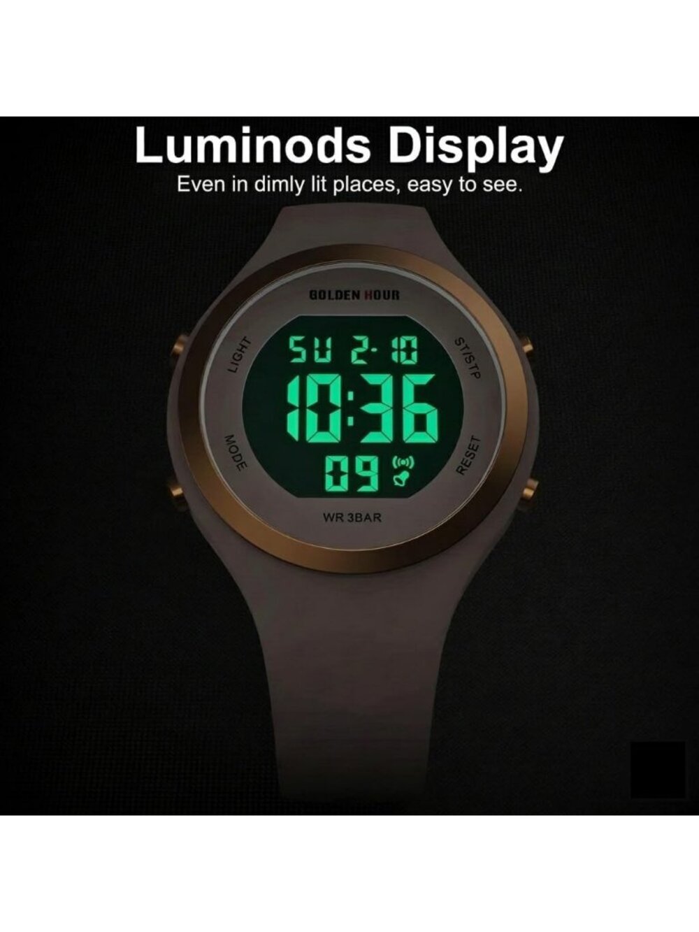 Women's Rose Gold/Pink Sand Waterproof Sport Chronograph Silicone Strap Watches - Picture 5 of 7